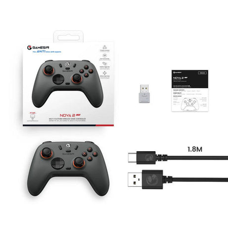 Manette de jeu sans fil multiplateforme Gamesir Nova 2 Lite (gris foncé, Switch, PC, Android et iOS, Bluetooth 2,4 GHz USB)