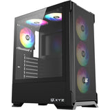 Boîtier tour midi en maille Xyz PC Gear Airone 300-X (noir | 1x USB-A | 1x USB-C | Verre trempé)