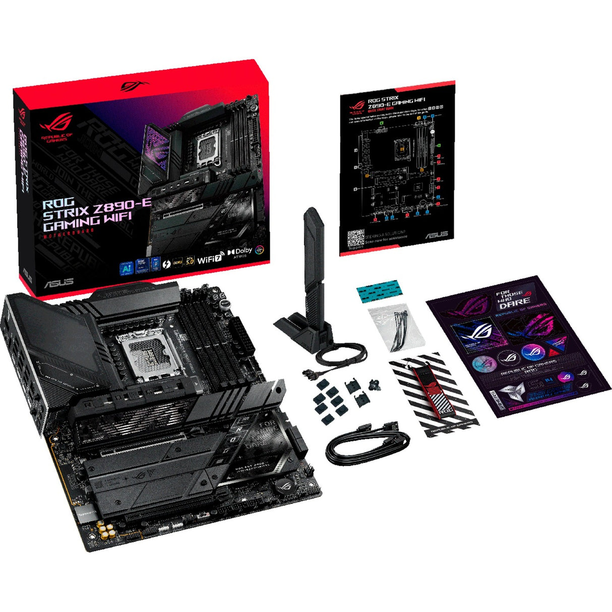 Carte mère Asus ROG Strix Z890-E Gaming WiFi Socket 1851 (noir, RAID, 5 Go-LAN, WiFi 7, BT, son, ATX)