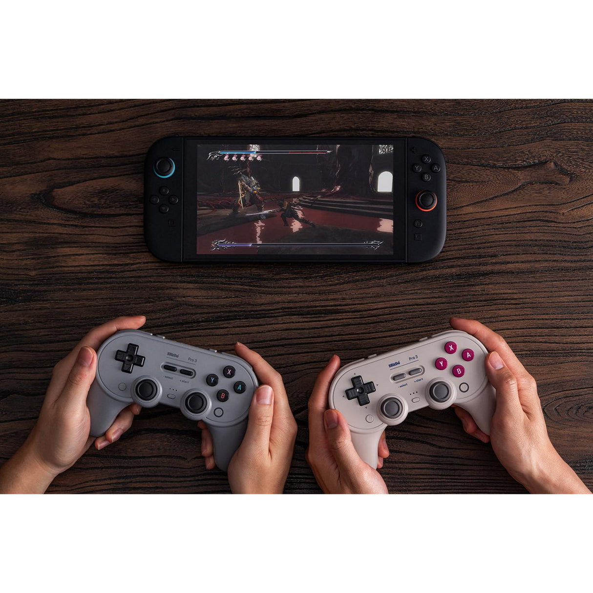 Manette de jeu Bluetooth 8bitdo pro 3 (gris clair rouge, switch 1 2, PC, Android, USB Bluetooth 2,4 GHz)