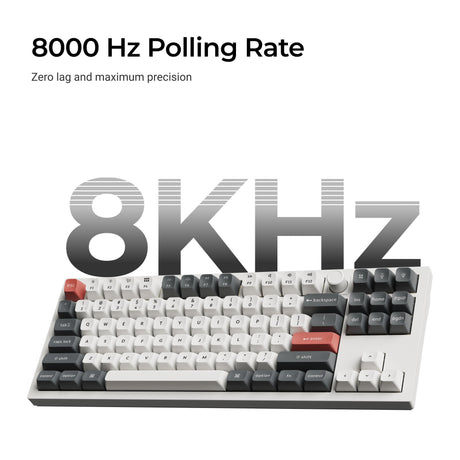 Keychron q3 ultra-m3 8k wireless custom mechanical keyboard (zwart, us lay-out (qwerty), silk pom brown, 80% (tkl), rgb, hot swap, 8k, 2.4 ghz | bluetooth 5.2 | usb-c)