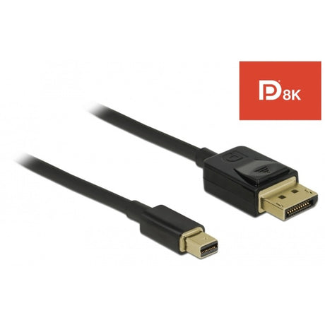 Delock câble mini displayport > displayport (noir, 1 mètre, 8k 60 hz)
