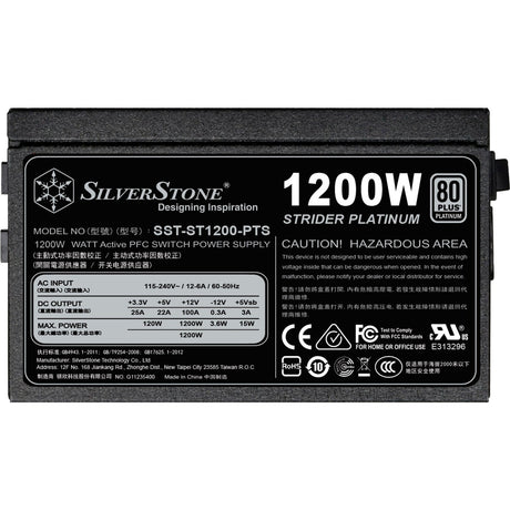 Silverstone sst-st1200-pts alimentation modulaire 1200 watts (noir, 8x pcie)
