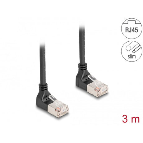 Delock câble réseau rj45 cat.6a s ftp slim 90° vers le haut coudé vers le haut câble de 3 m (noir)
