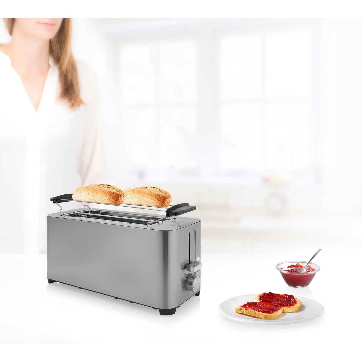 Princesse 142402 Gain de grille-pain en acier inoxydable 2 verrouillage long