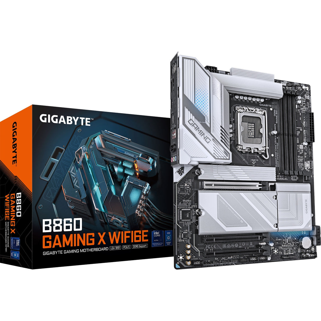 Gigabyte B860 Gaming x WiFi6e, ATX, LGA1851, Intel B860, 4x DDR5, 2,5 GBE, Wi-Fi 6e, USB4, USB-C