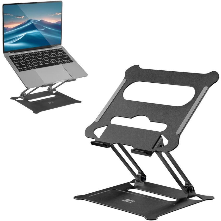 Support pour ordinateur portable Act Connectivity, aluminium, pliable, réglable en hauteur en continu (noir)