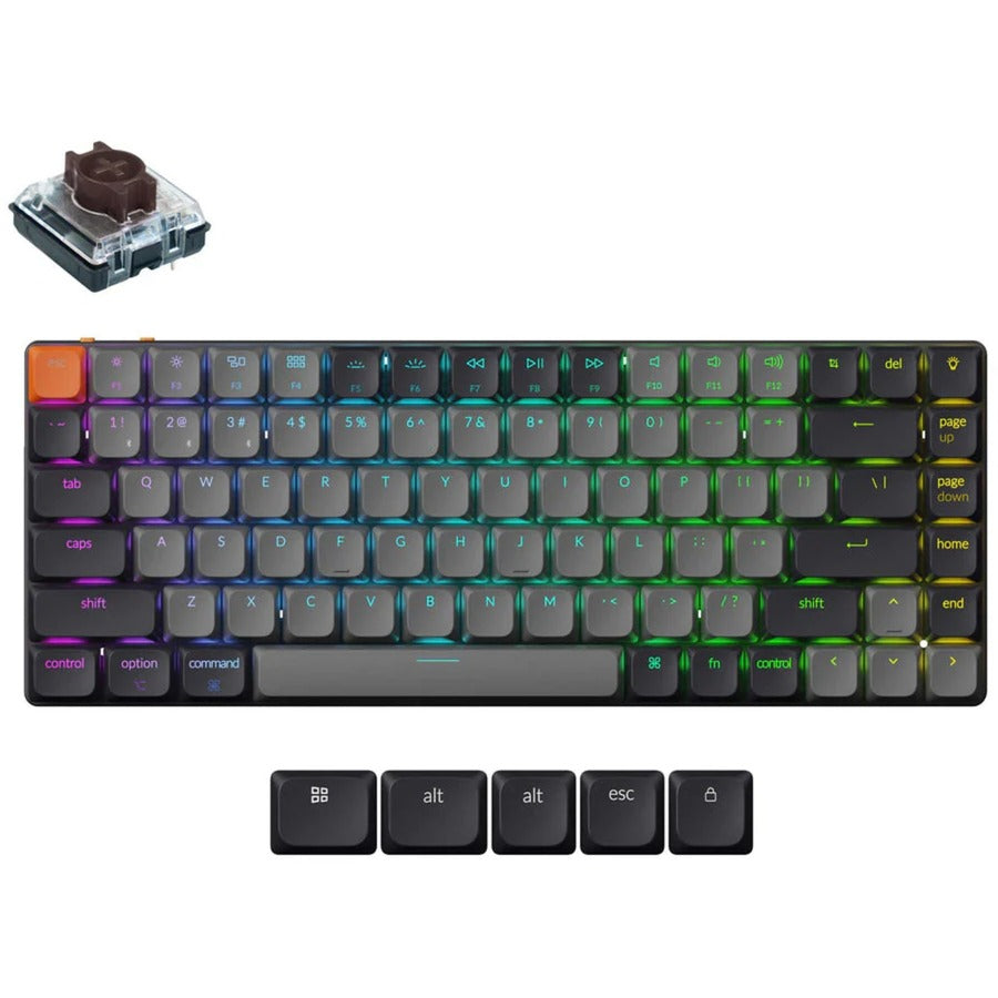 Clavier mécanique Keychron k3 qmk-b3 RVB (noir, disposition américaine (qwerty), marron mécanique, 80 % (tkl), LED RVB, touches ABS, USB-C | Bluetooth 5.2)