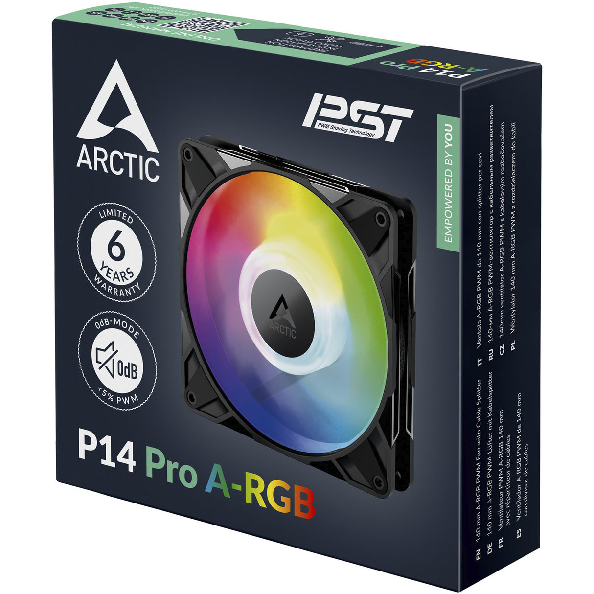 Ventilateur de boîtier Arctic p14 pro a-rgb (noir, 140 x 140 x 27 mm, pwm)