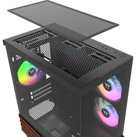 Boîtier mini tour Thermaltake view 170 ws argb (couleur bois noir | 2x usb-a | rgb | fenêtre)