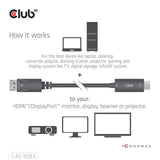 Câble adaptateur Club 3D DisplayPort 1.4 vers HDMI 4K60 Hz (noir, HDR M M 2 m)