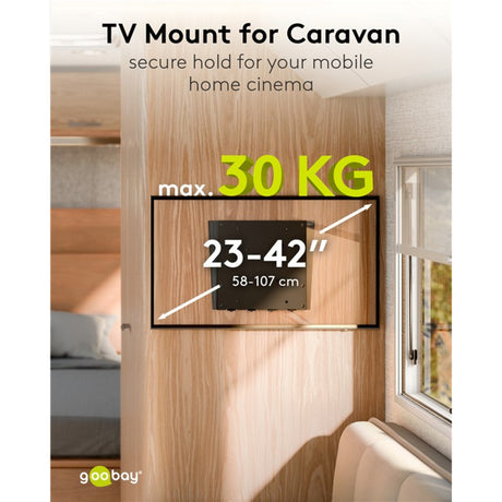 Goobay Support mural pour caravane TV fixe (m), montage mural de 23 à 42 pouces (noir)