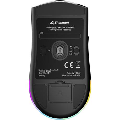 Souris de jeu Sharkoon sgm25w (noir, 12 000 dpi, LED RVB)