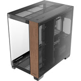 Boîtier tour midi en bois courbe Antec c8 (couleur bois noir | 2x USB-A | 1x USB-C | verre trempé)
