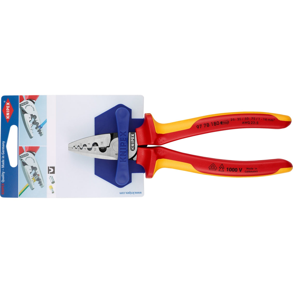 Knipex série 97 - pince à sertir - 180 mm - isolation vde - ergonomique