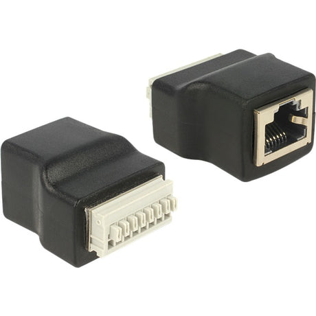 Delock adaptateur rj45 femelle > bornier avec bouton poussoir 8 broches (noir)