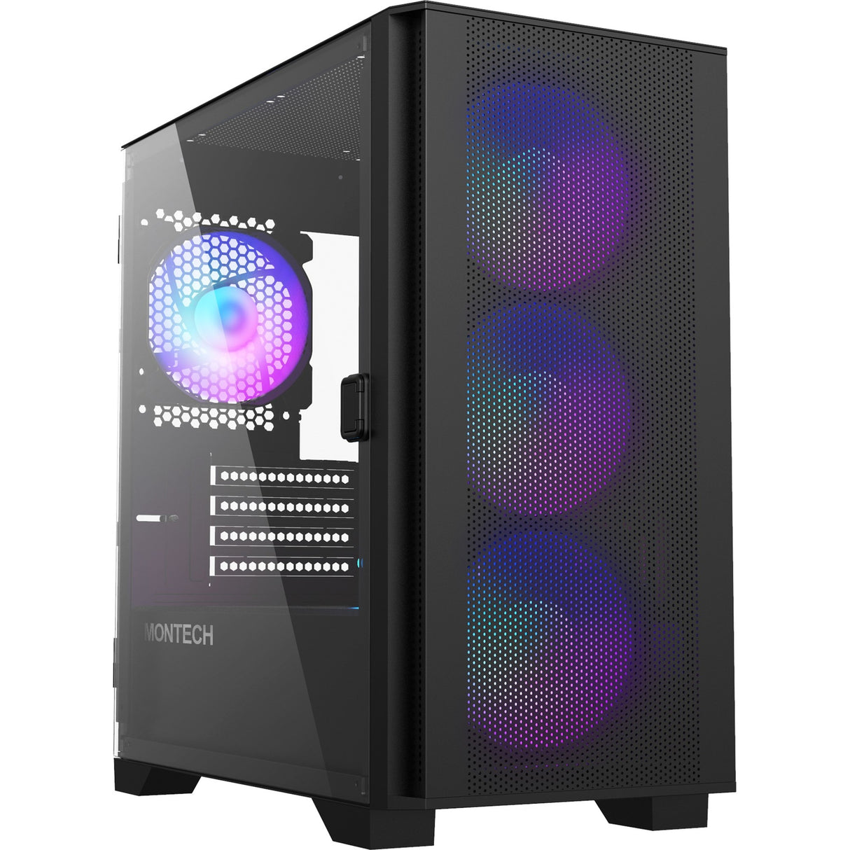 Boîtier mini tour Montech air 100 argb (noir | 3x USB-A | verre trempé)