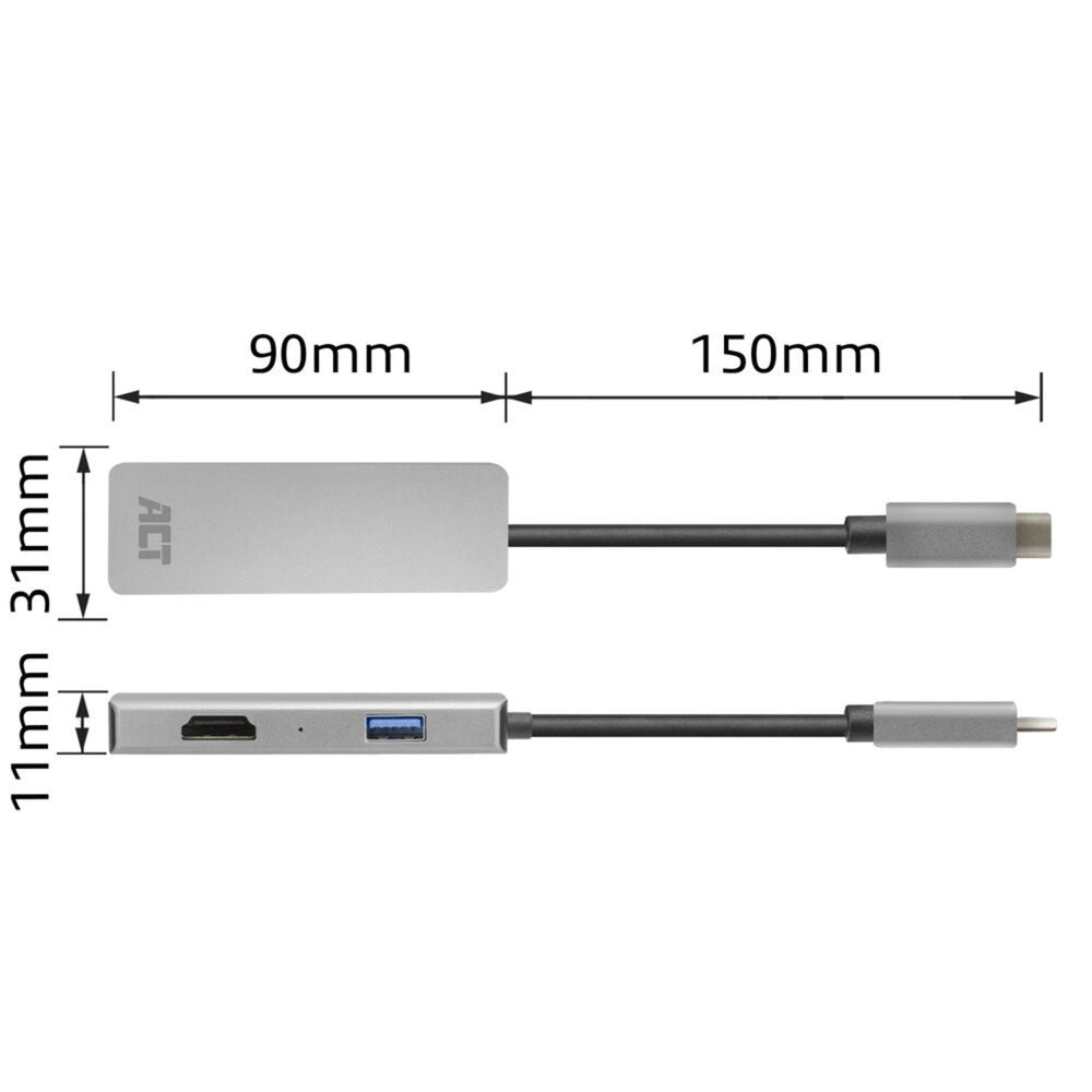 Adaptateur multiport USB-C 4K Act Connectivity pour 2 écrans HDMI, u