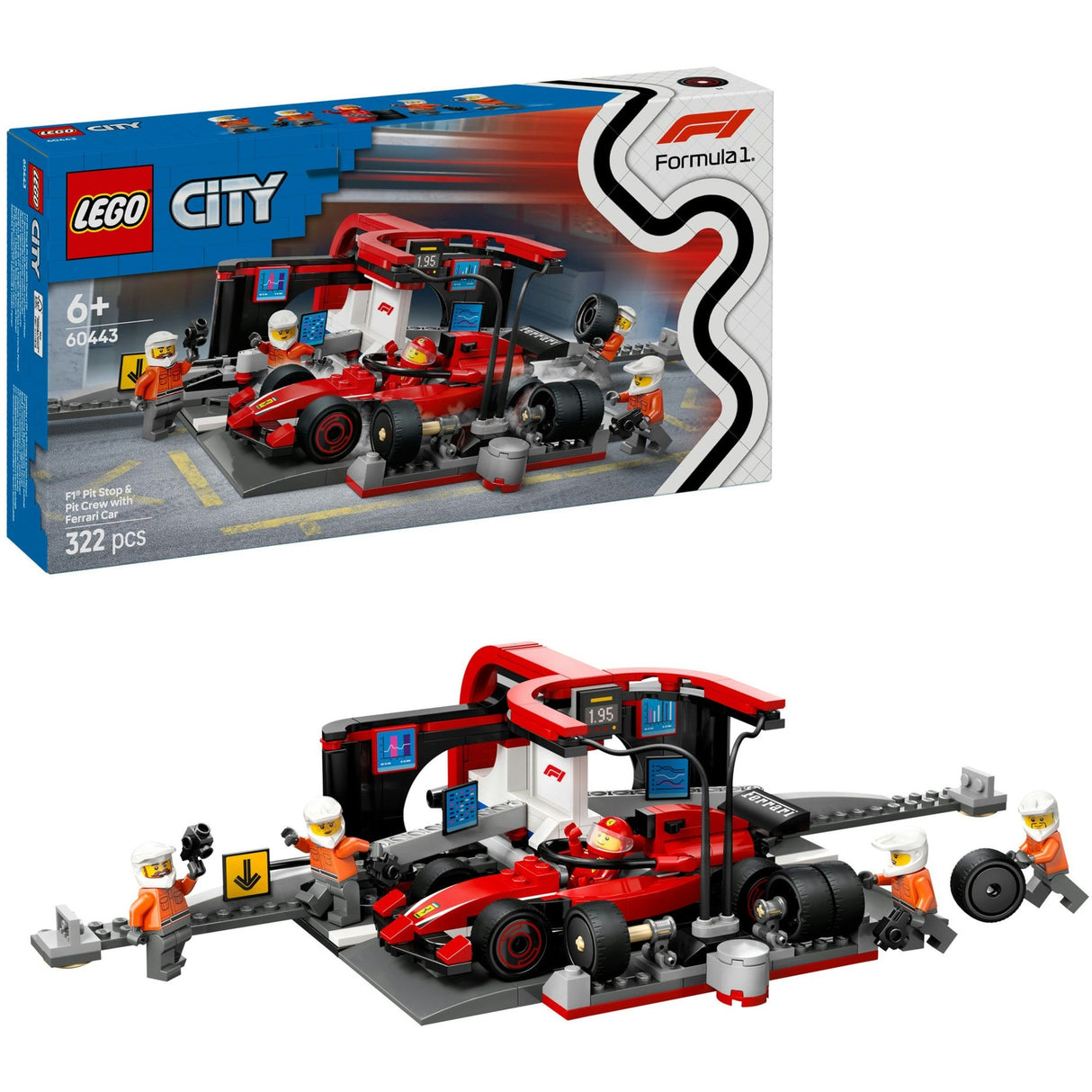 Lego 60443 City Arrêt au stand F1 et équipe au stand avec Ferrari