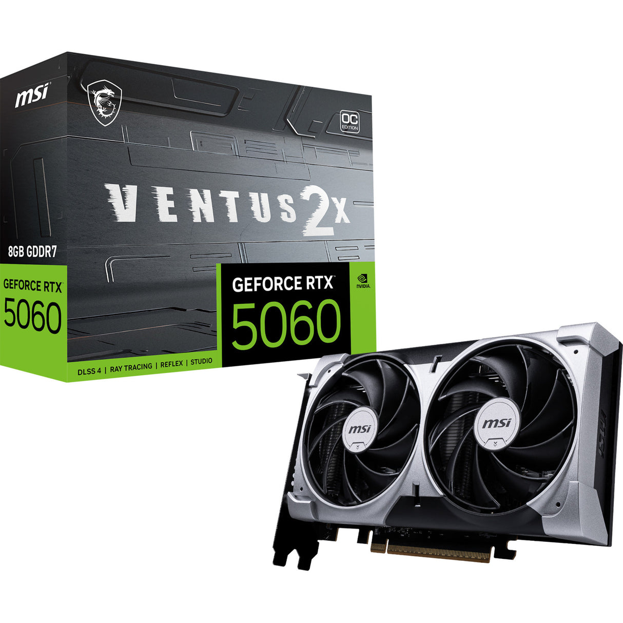 Carte graphique MSI GeForce RTX 5060 8G Ventus 2x OC (3x Display Port, 1x HDMI)