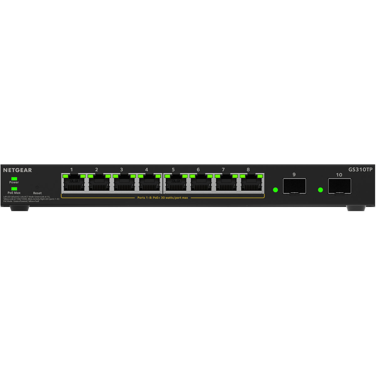 Switch Netgear gs310tpv2 (noir, budget poe 55w)