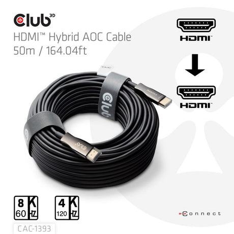 Câble AOC hybride HDMI Club 3D 8K60Hz 4K120Hz 50m (noir)
