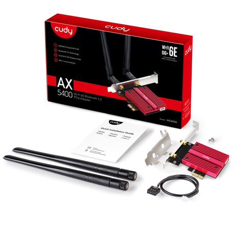 Adaptateur WLAN Cudy AX5400 Wi-Fi 6e Bluetooth 5.3 PCI-E (rouge)