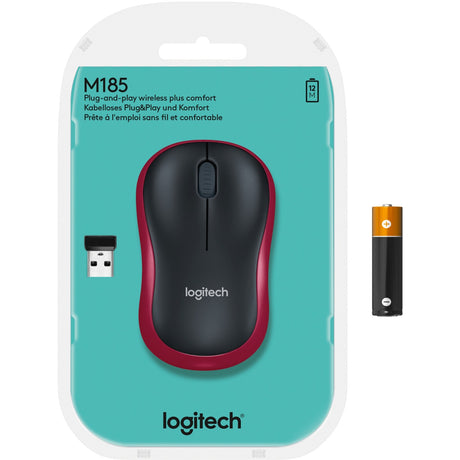 Souris sans fil Logitech m185 (rouge, vente au détail)