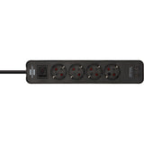 Multiprise ecolor Brennerstuhl avec 2 prises de charge USB-C | 4 prises | noir | 1,5m h05vv-f 3g1,5 - 1153240106