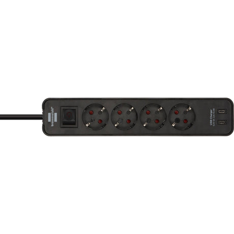 Multiprise ecolor Brennerstuhl avec 2 prises de charge USB-C | 4 prises | noir | 1,5m h05vv-f 3g1,5 - 1153240106