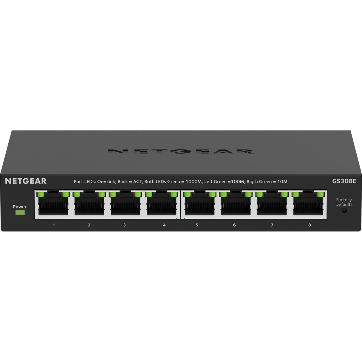 Commutateur Gigabit Ethernet Plus Netgear à 8 ports (GS308EV4) (noir)