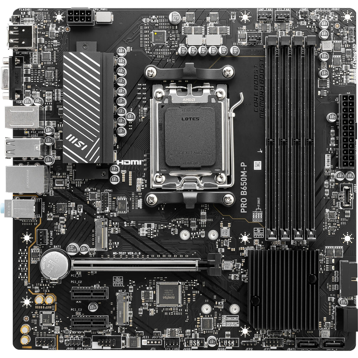 Carte mère MSI Pro B650M-P Socket AM5 (noir, RAID, 2,5 Go-LAN, son, µATX)