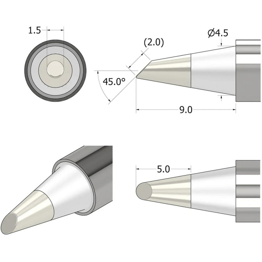 Ifixit fixhub soldeerpunt, conisch-afgeschuind, 1,5 mm soldeerbout (zilver)