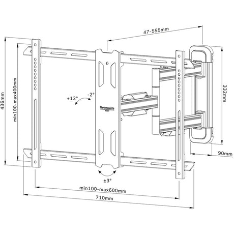Neomounts select wl40s-850bl16 support mural tv (noir)