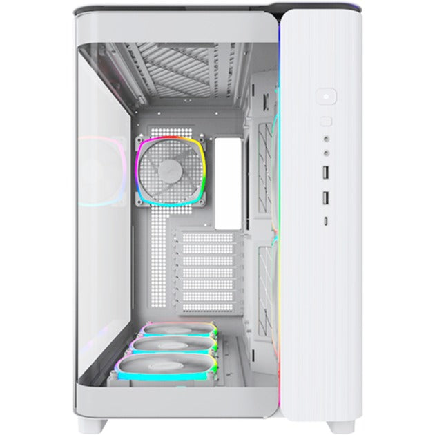 Boîtier tour midi Montech king 95 pro (blanc | 2x USB-A | 1x USB-C | RVB | verre trempé)