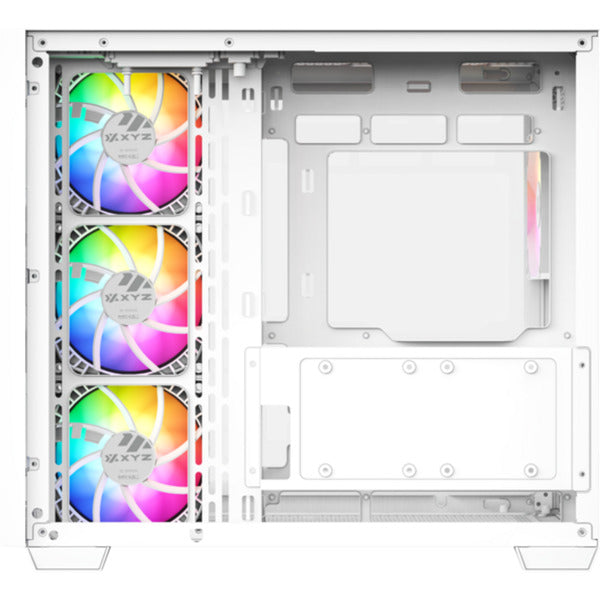 Boîtier tour midi Xyz PC Gear Qubex (blanc | 2x USB-A | 1x USB-C | Verre trempé)