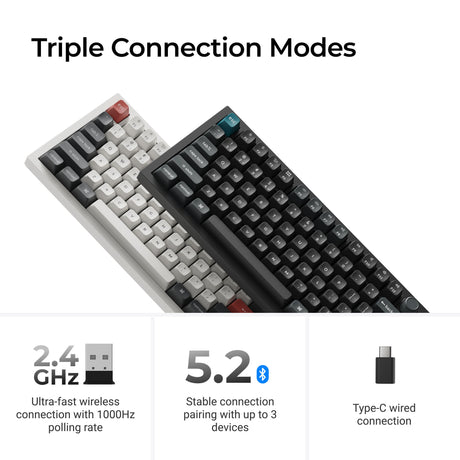 Keychron q6 ultra-m4 8k wireless custom mechanical keyboard (zwart, us lay-out (qwerty), silk pom banana, 100%, rgb, hot swap, 8k, 2.4 ghz bluetooth 5.2 usb-c)