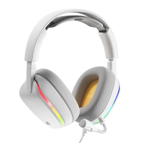 Glorious GHS Eternal RGB - Casque de jeu stéréo RVB Casque de jeu supra-auriculaire (Blanc, PC, PS5, PS4, Switch, USB-C)