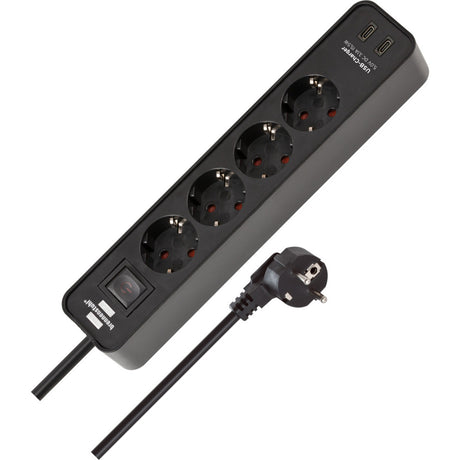 Brennerstuhl ecolor multiprise 4 prises avec 2 connexions de charge USB, multiprise (noir, 2x USB-C)