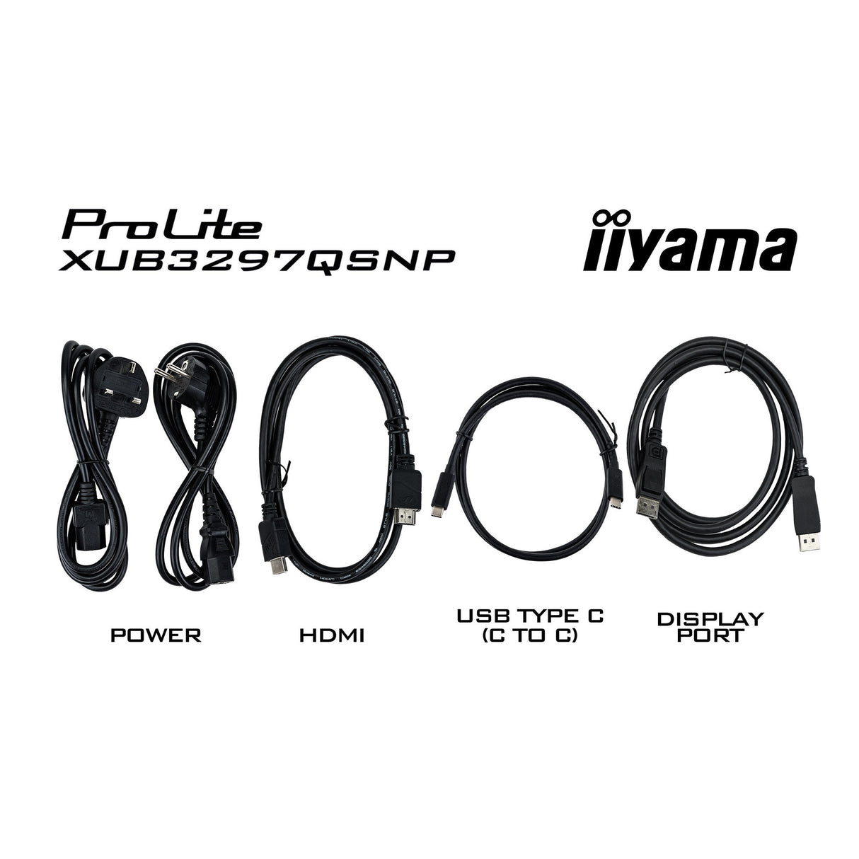 Moniteur Iiyama prolite xub3297qsnp-b1 32 (noir, HDMI, 2x port d'affichage, 2x USB-A, 2x USB-C, RJ-45)