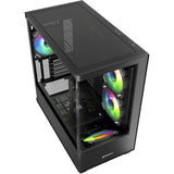 Sharkoon Elite Shark cm100 boîtier tour midi (noir | 2x USB-A | 1x USB-C | RVB | verre trempé)