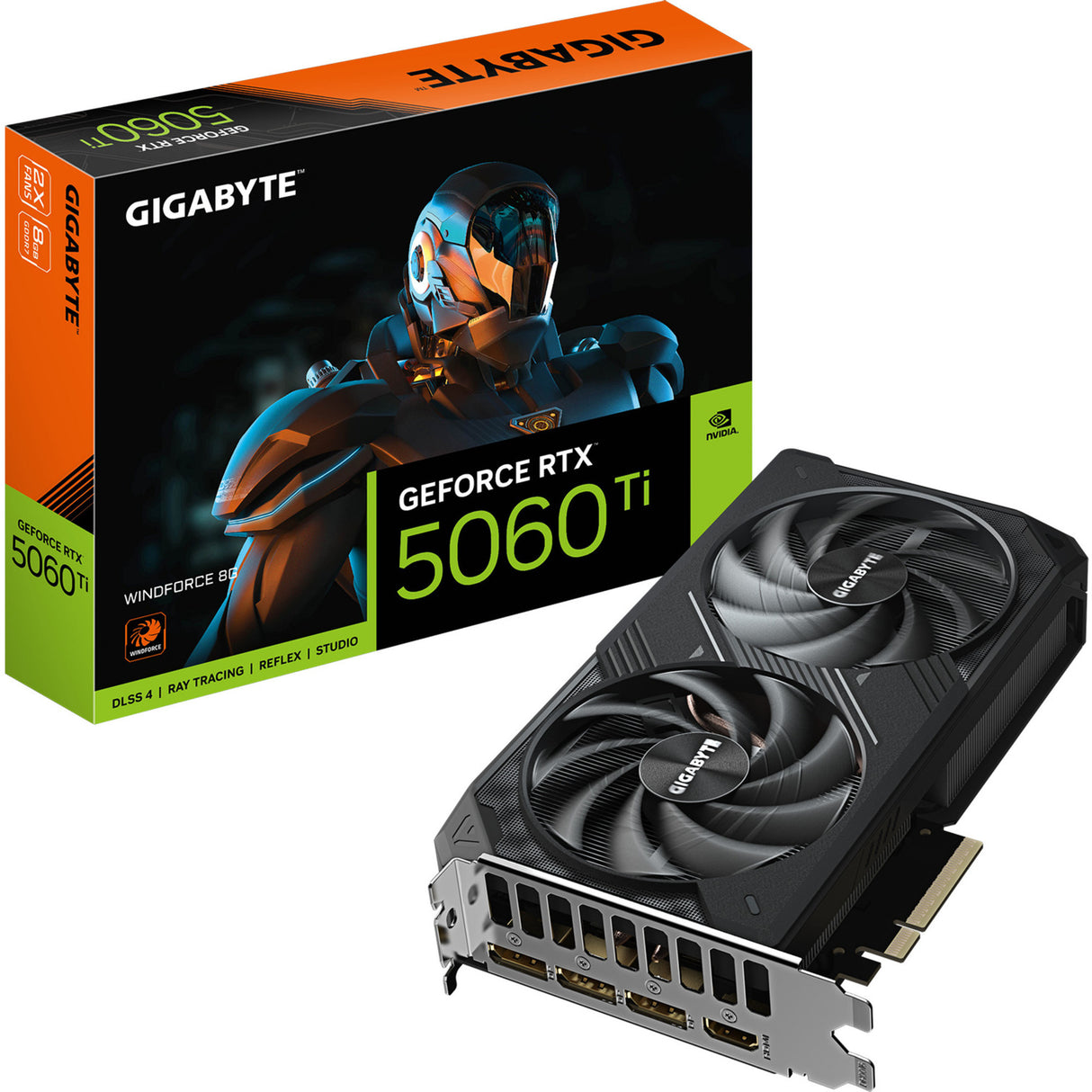 Carte graphique Gigabyte GeForce RTX 5060 Ti WindForce 8G (3x Display Port, 1x HDMI)