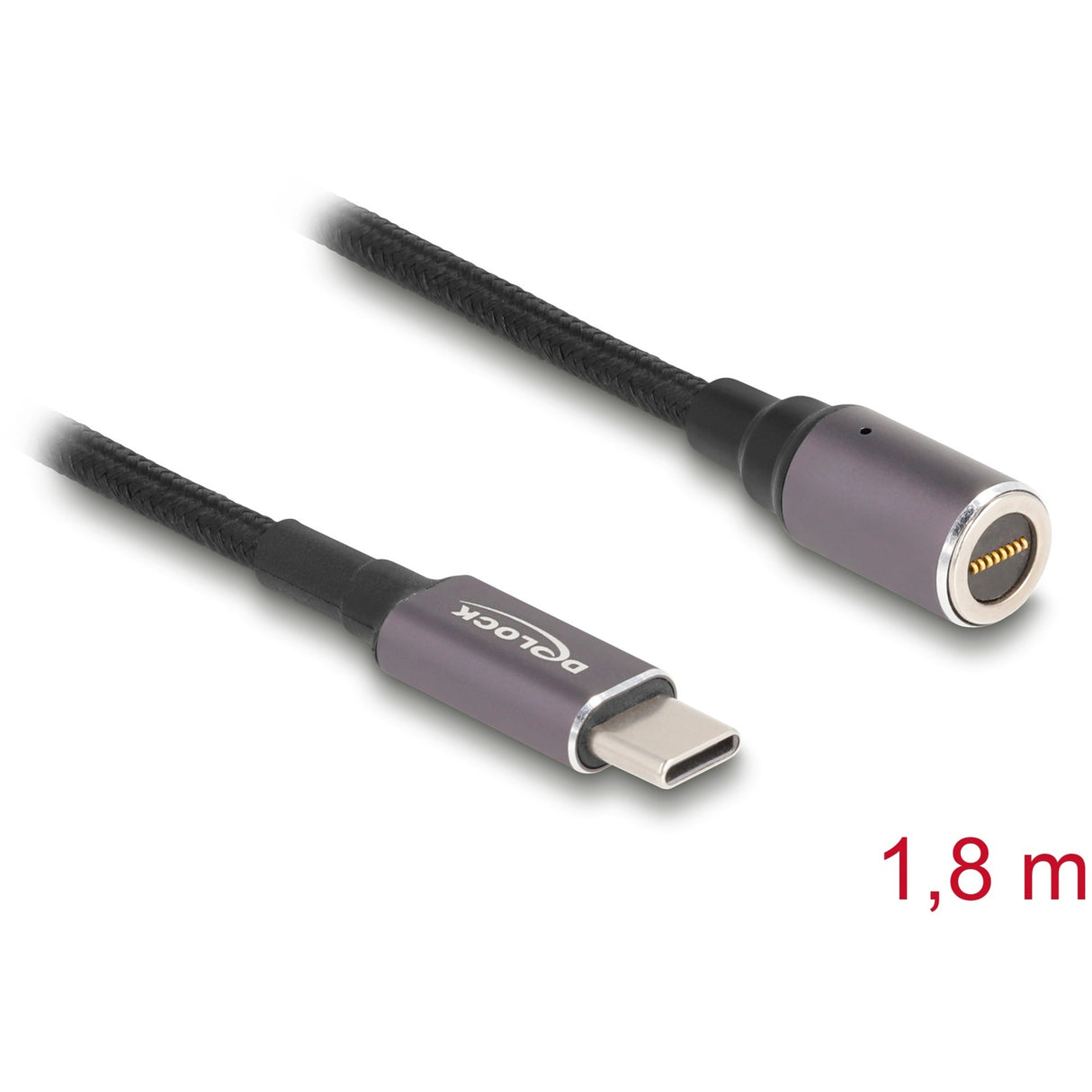 Delock câble de chargement pour ordinateur portable USB type-c mâle vers connecteur magnétique 8 broches câble de 1,8 m (noir anthracite)