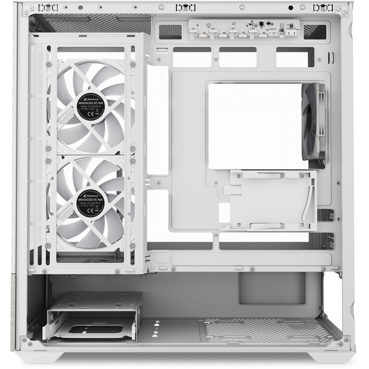 Boîtier mini tour Sharkoon mk7 argb (blanc | 2x USB-A | 1x USB-C | RVB | verre trempé)
