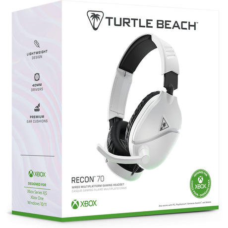 Turtle beach ear force recon 70x blanc (2024) casque de jeu supra-auriculaire (blanc, xbox series x|s, xbox one, ps4, ps5, switch, pc, mobile)