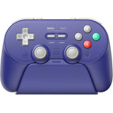 Manette de jeu Bluetooth 8bitdo pro 3 (violet blanc, commutateur 1 2, PC, Android, USB Bluetooth 2,4 GHz)