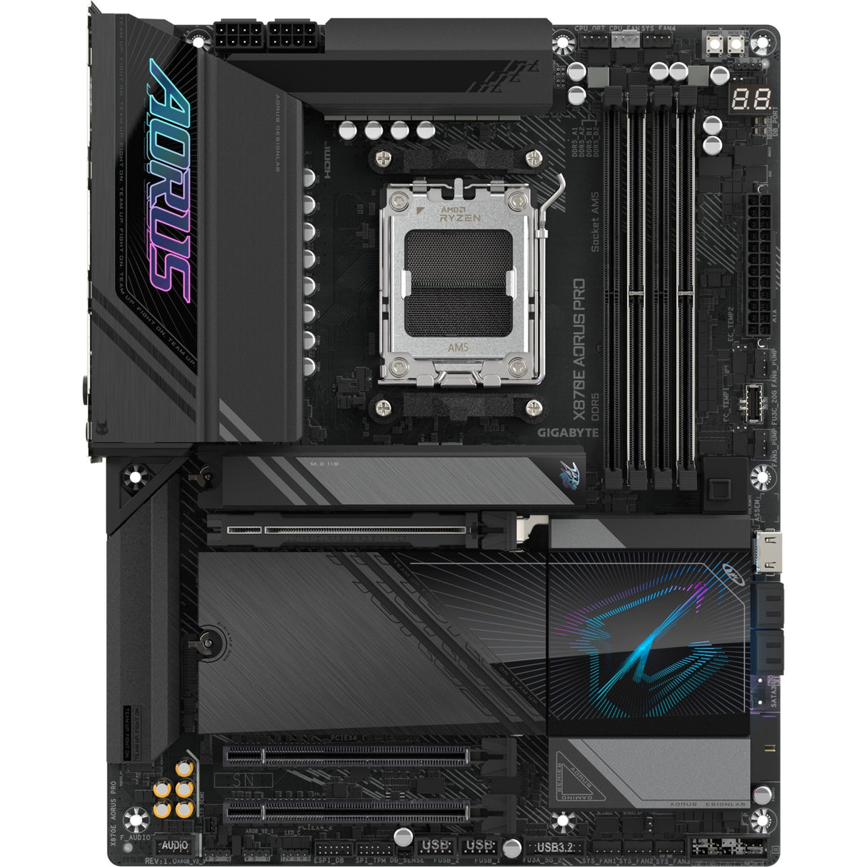 Carte mère Gigabyte x870e aorus pro socket am5 (noir, raid, 2,5 Go-lan, wi-fi 7, BT, son, atx)
