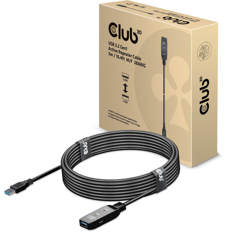 Câble d'extension de répéteur actif Club 3D USB 3.2 Gen1 (noir, 5 mètres)