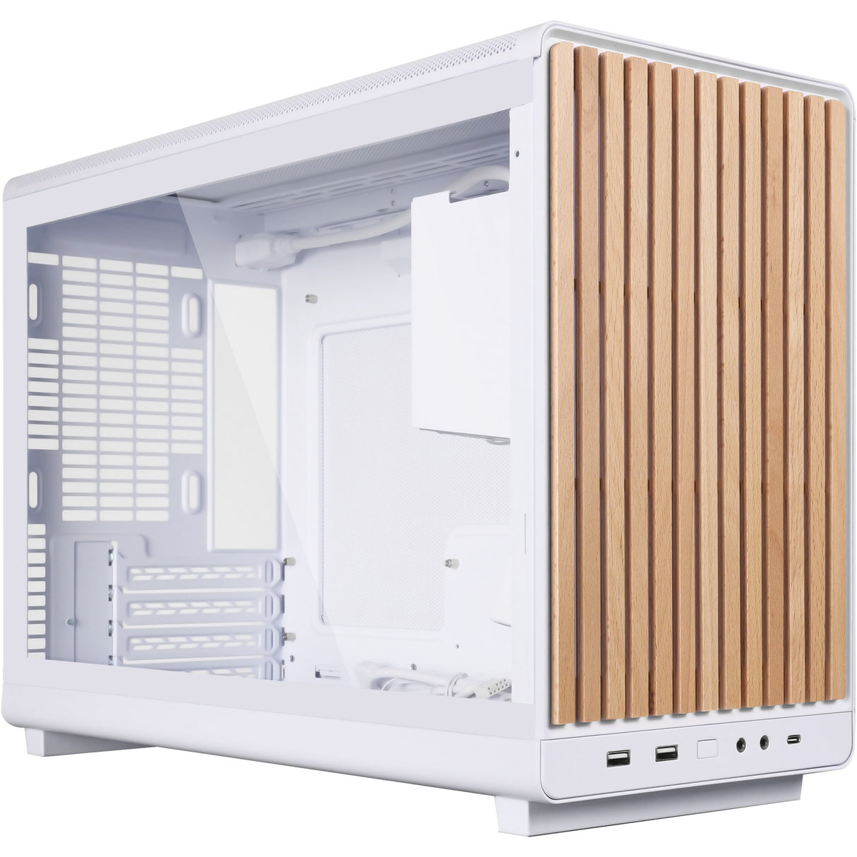 Boîtier tour midi Lian li a3-matx blanc (édition bois) (couleur bois blanc | 2x USB-A | 1x USB-C | verre trempé)
