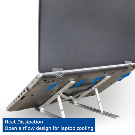Support pour ordinateur portable Act Connectivity en aluminium, pliable (aluminium, réglable en hauteur sur 7 positions)
